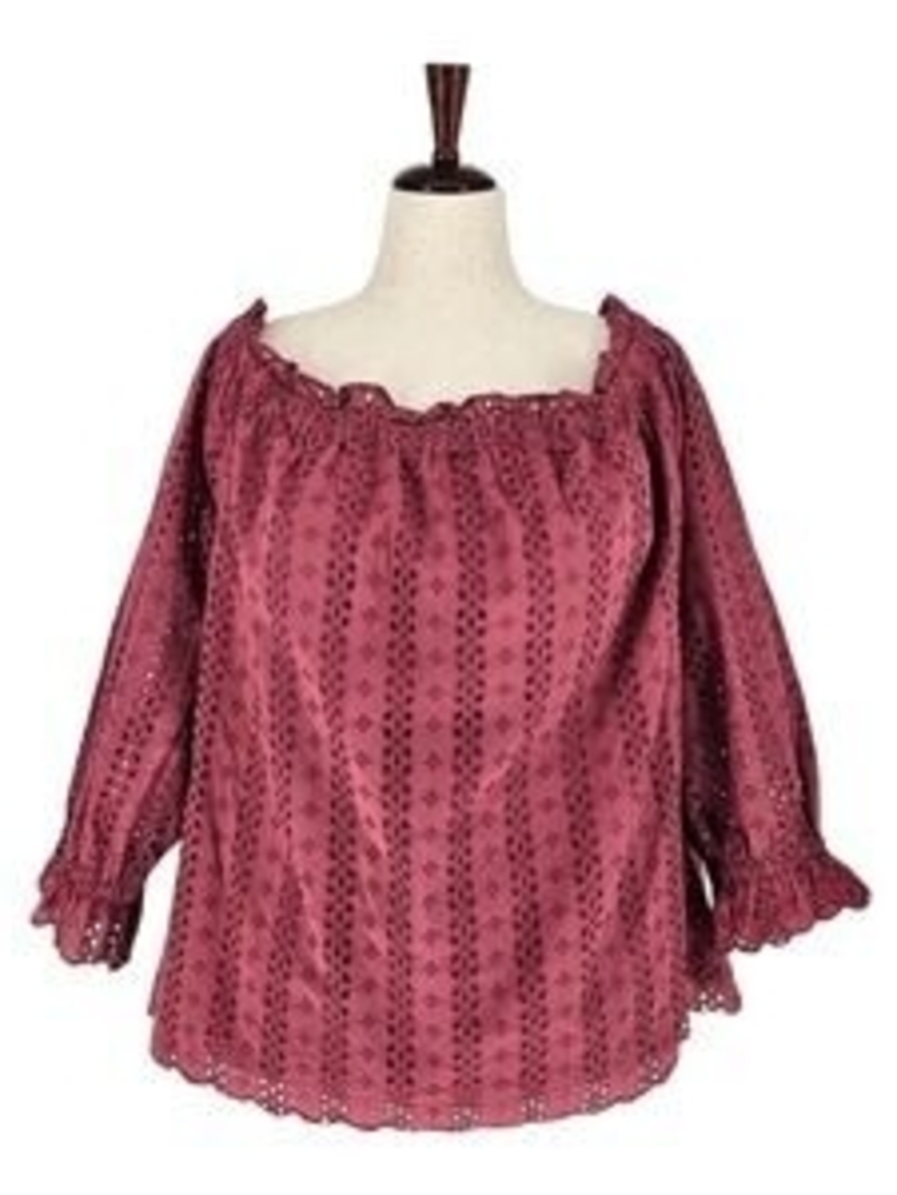 LANE BRYANT Eyelet Off-Shoulder Blouse Rose Berry Pink